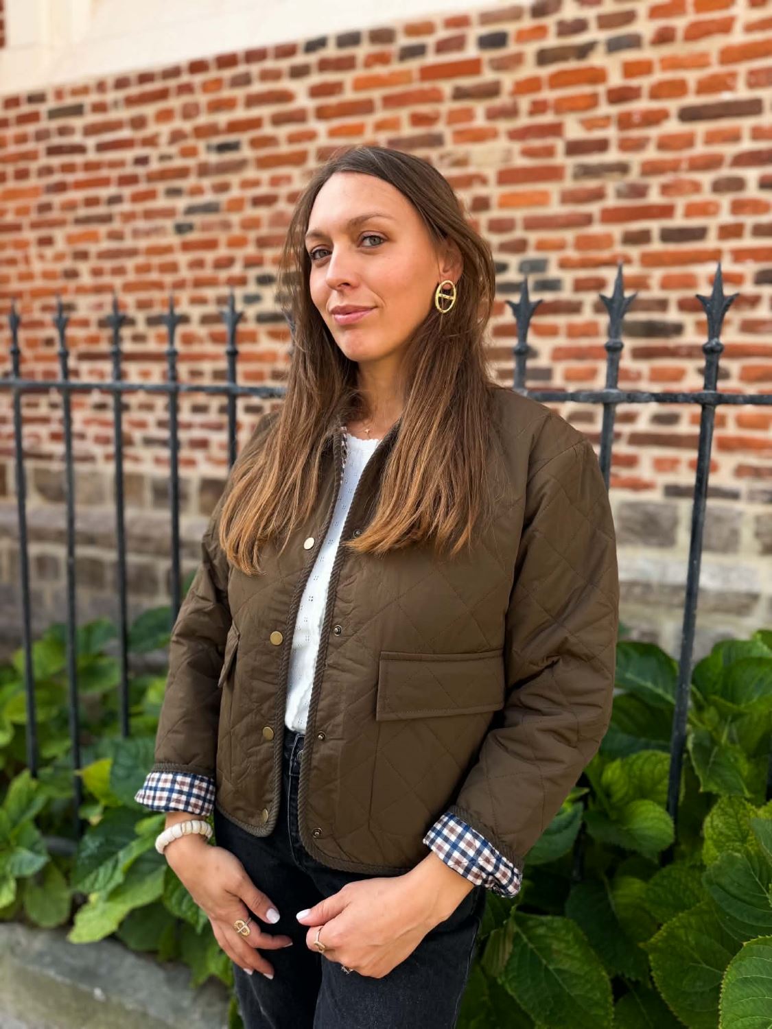Veste matelassée marron carreaux