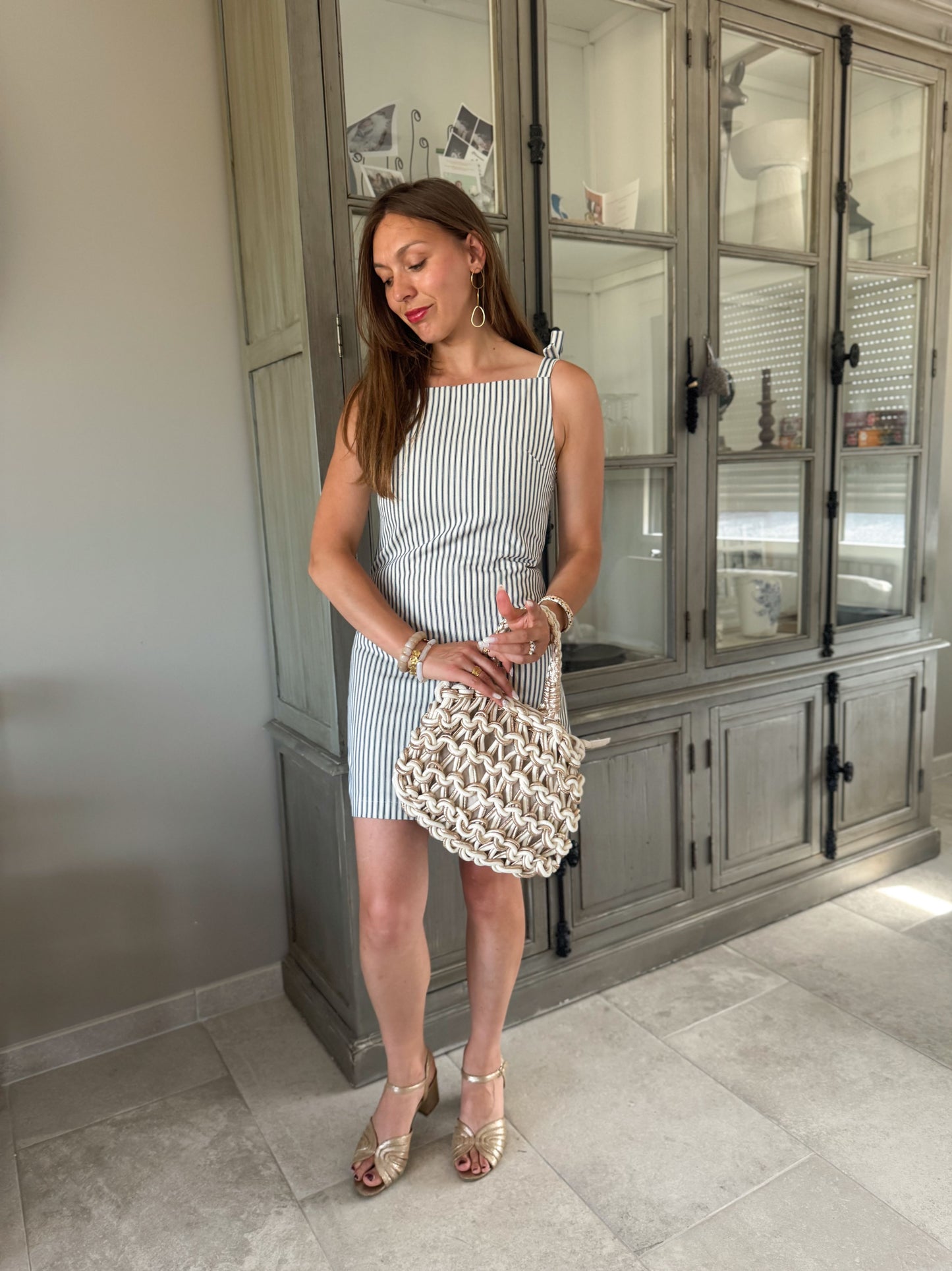 Robe fine bretelle rayé marine