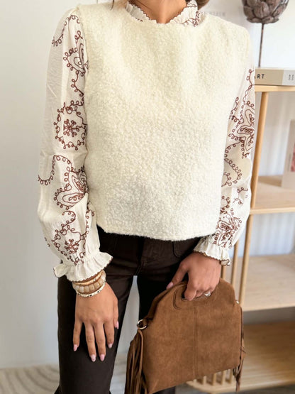 Pull sans manche écru