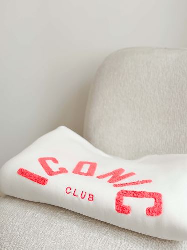 Sweat ICONIC - Blanc et rose orange