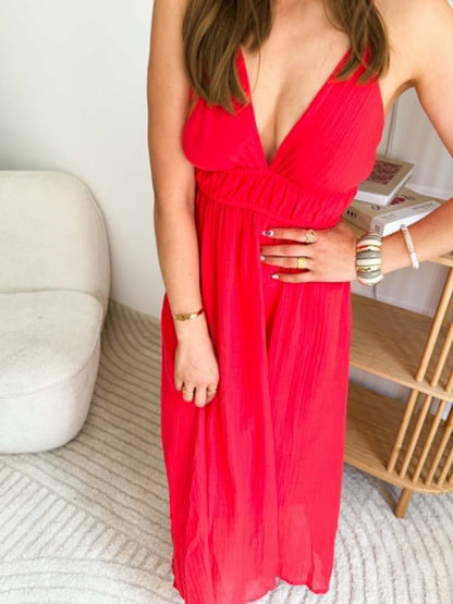 Robe corail fines bretelles