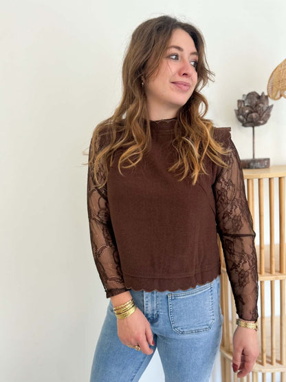 Haut dentelle - Marron