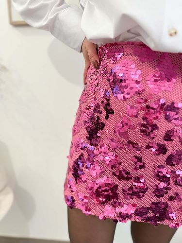 Jupe paillettes rose