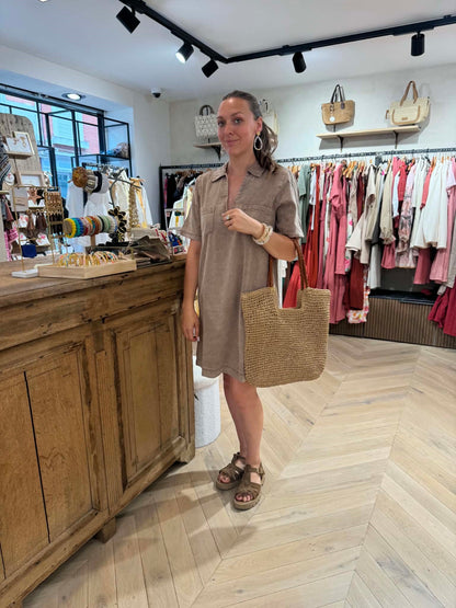 Robe en jean droite - Taupe