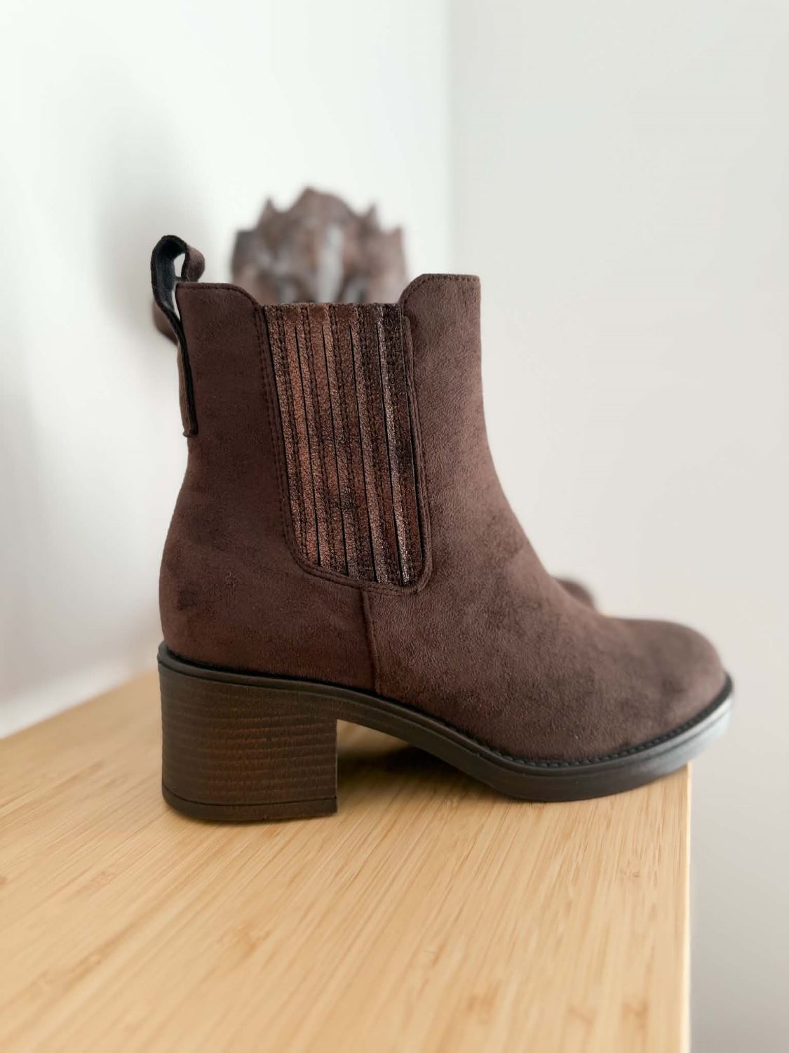 Bottines marron suedine marron
