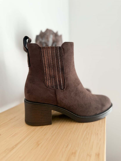 Bottines marron suedine marron