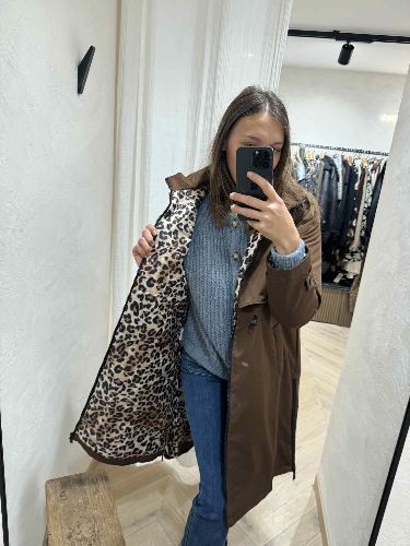 Imperméable marron léopard