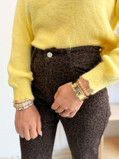Pull jaune col rond