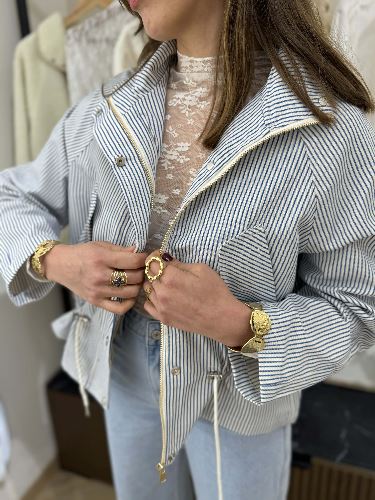 Veste à lignes - Marine