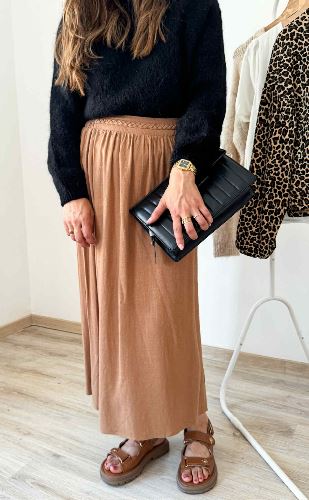 Jupe longue marron en lin