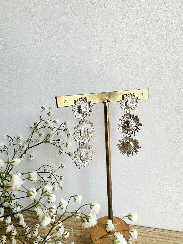 Boucles d'oreilles marguerite argentes