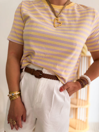 T-shirt lilas jaune
