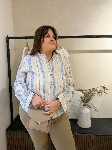 Chemisier boheme bleu et beige
