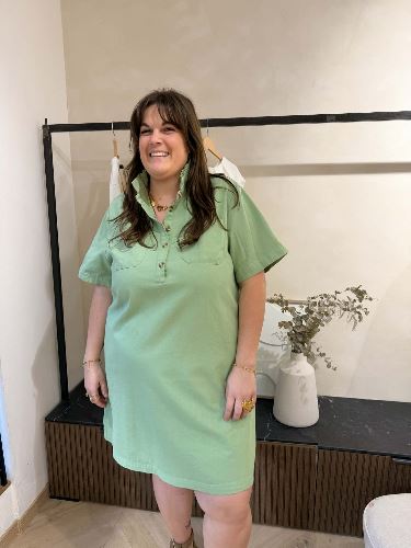 Robe droite en jean - Vert