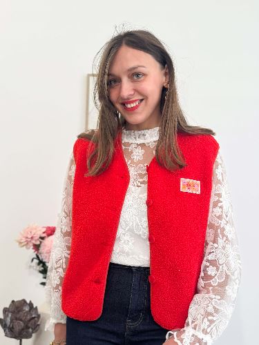 Veste bouclette rouge