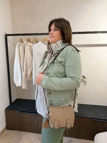 Chemise à rayures kaki