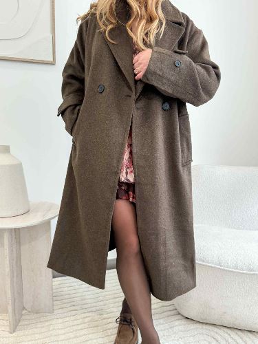 Manteau lainage long marron