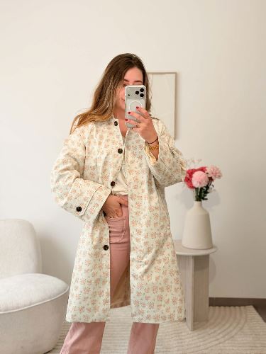 Imper long à fleurs - Capuche reversible