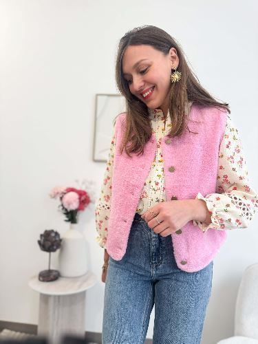 Veste bouclette rose