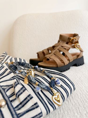 Collier ruban à breloques - Marine