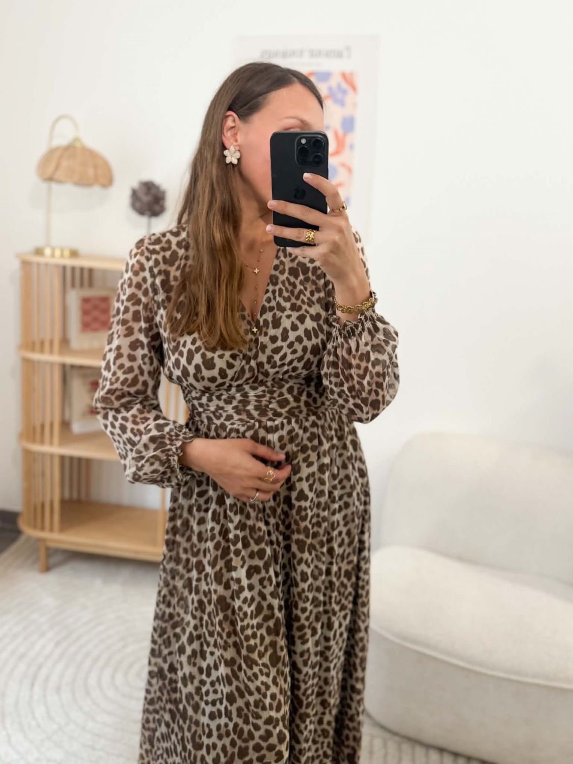 Robe longue fluide léopard