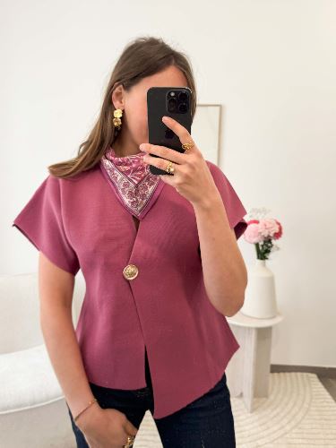 Top croisé - Vieux rose