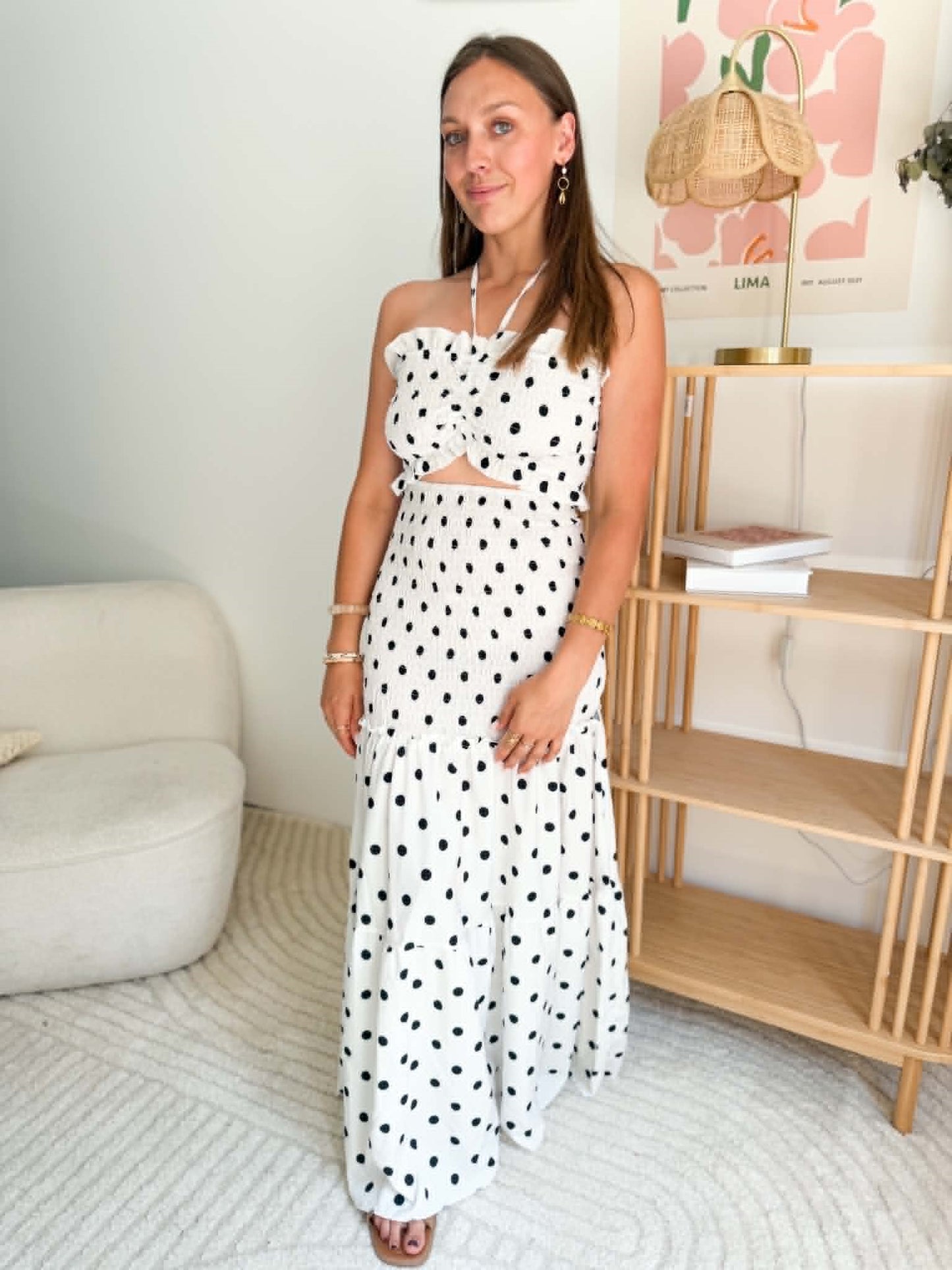 Robe longue à pois