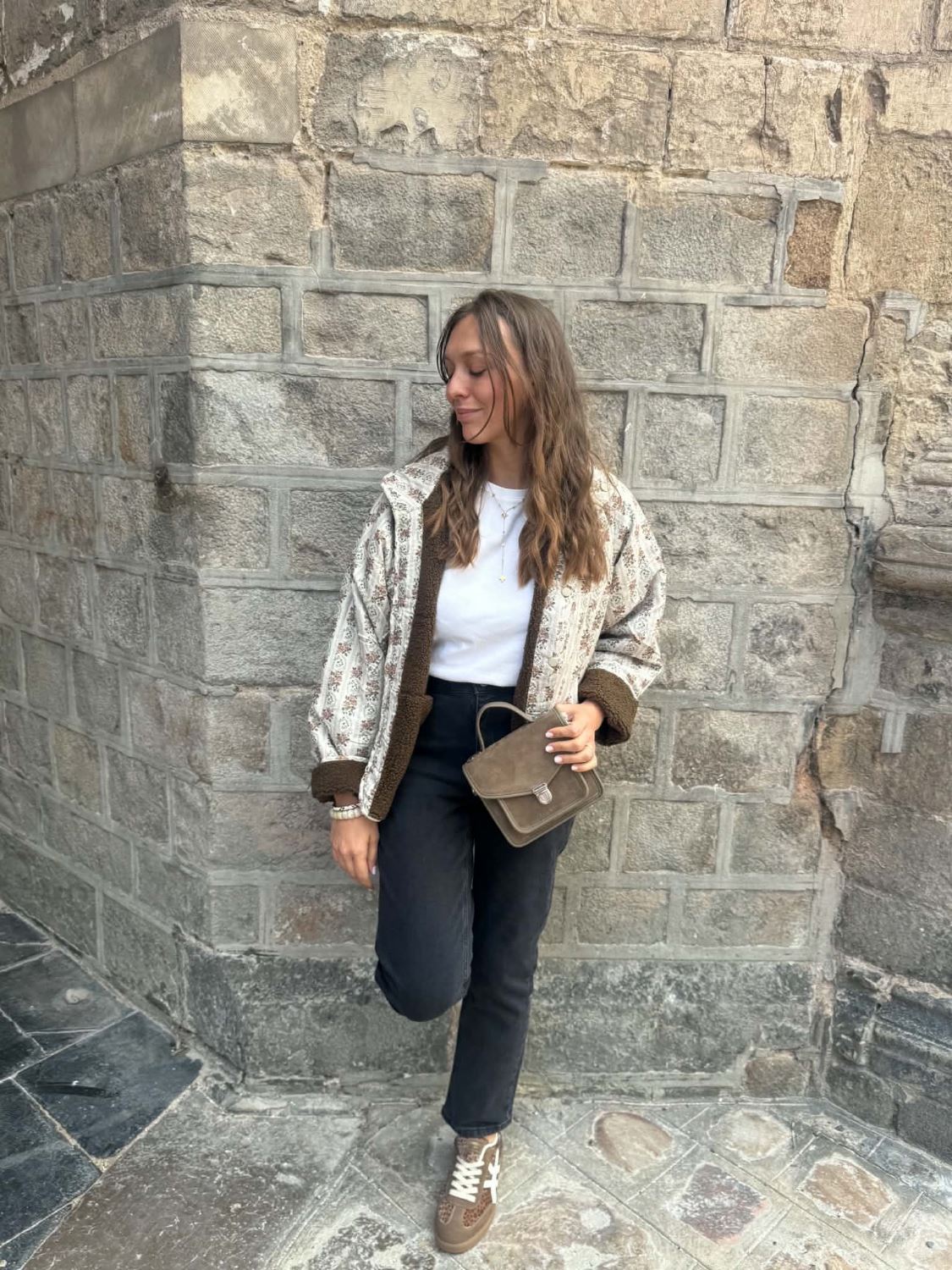 Veste bouclette kaki reversible