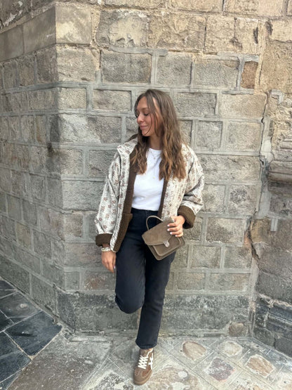 Veste bouclette kaki reversible