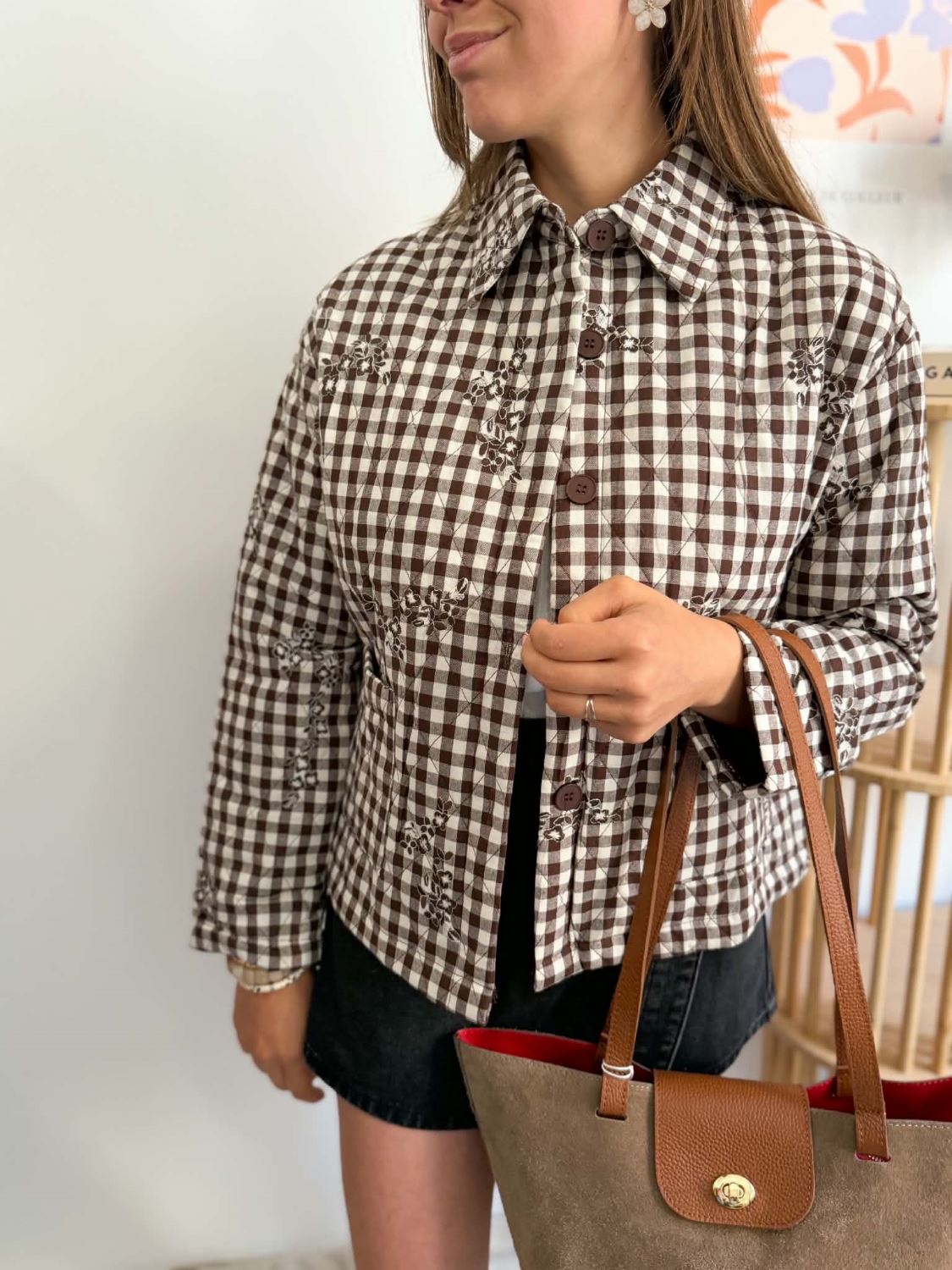 Veste vichy marron