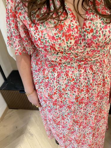 Robe longue fleurs roses