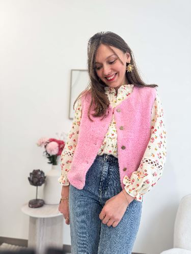 Veste bouclette rose