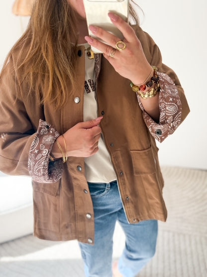 Veste camel col velours