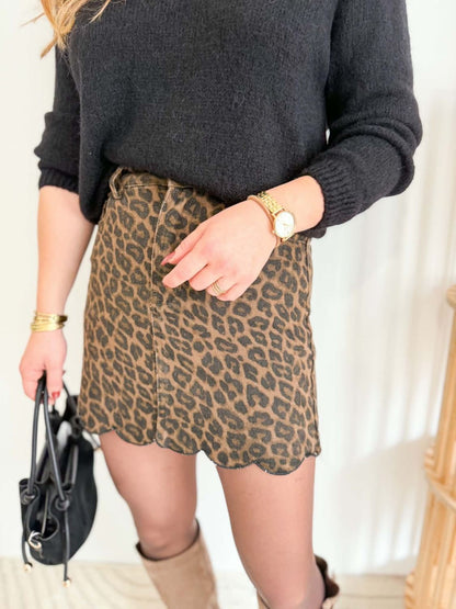 Jupe leopard en jean