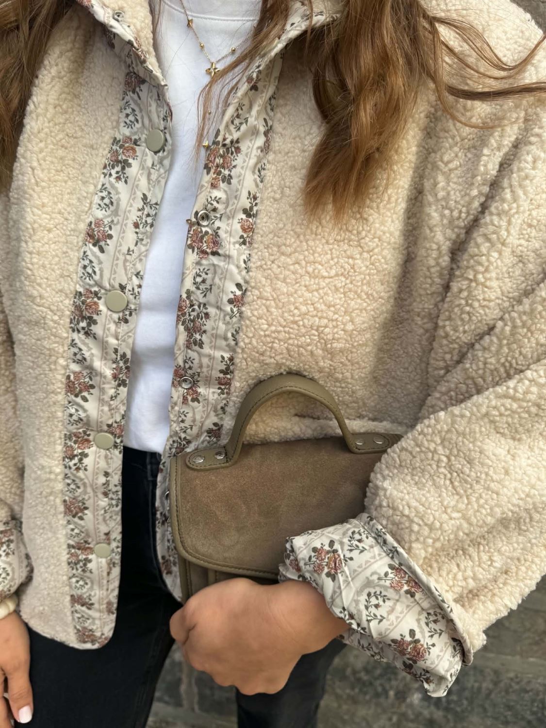 Veste bouclette beige reversible