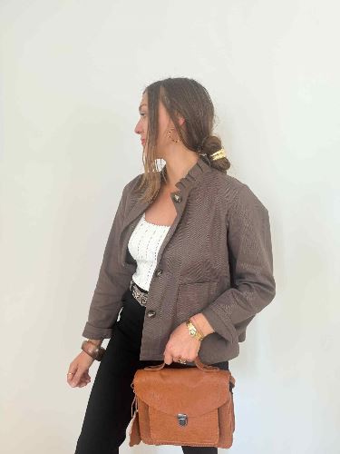 Veste marron col montant