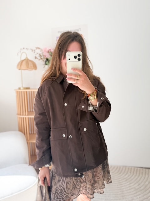 Veste marron col velours