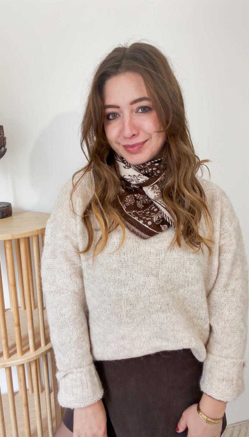 Echarpe triangle bandana marron