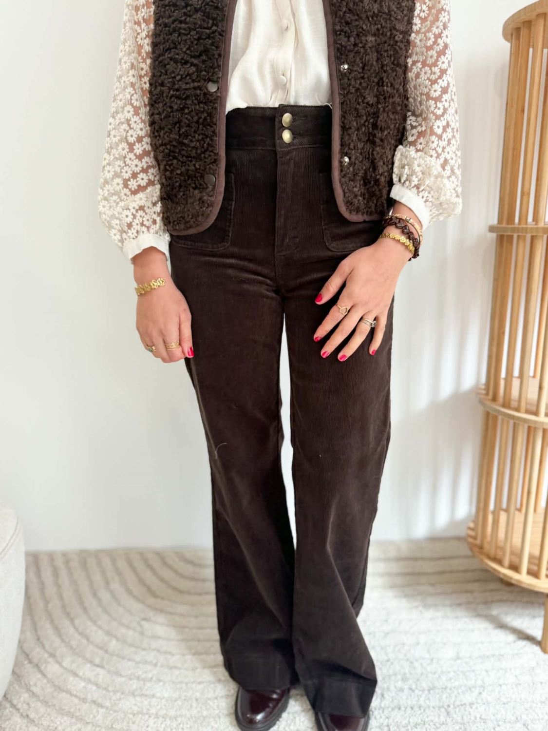Pantalon velours Elena - Marron