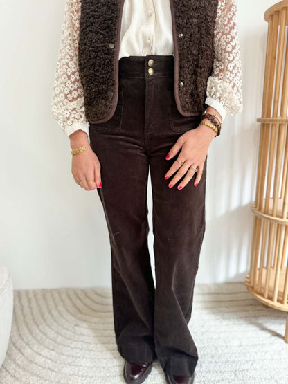 Pantalon velours Elena - Marron