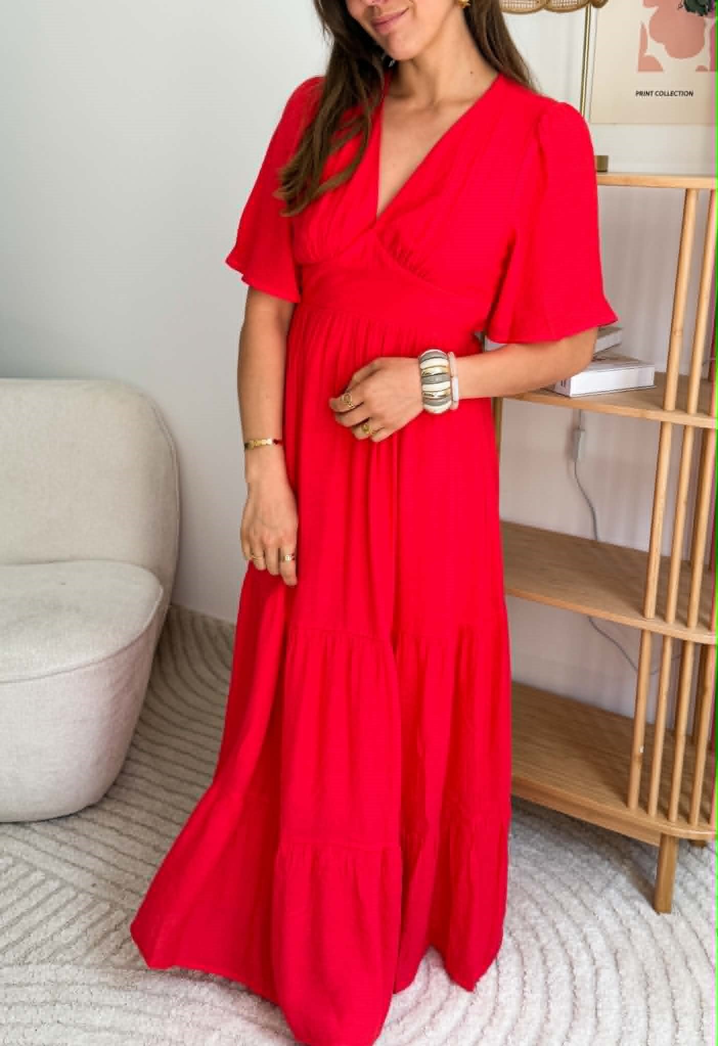 Robe longue corail