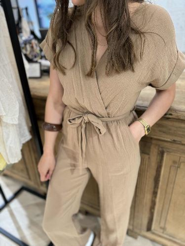 Combinaison gaze de coton marron