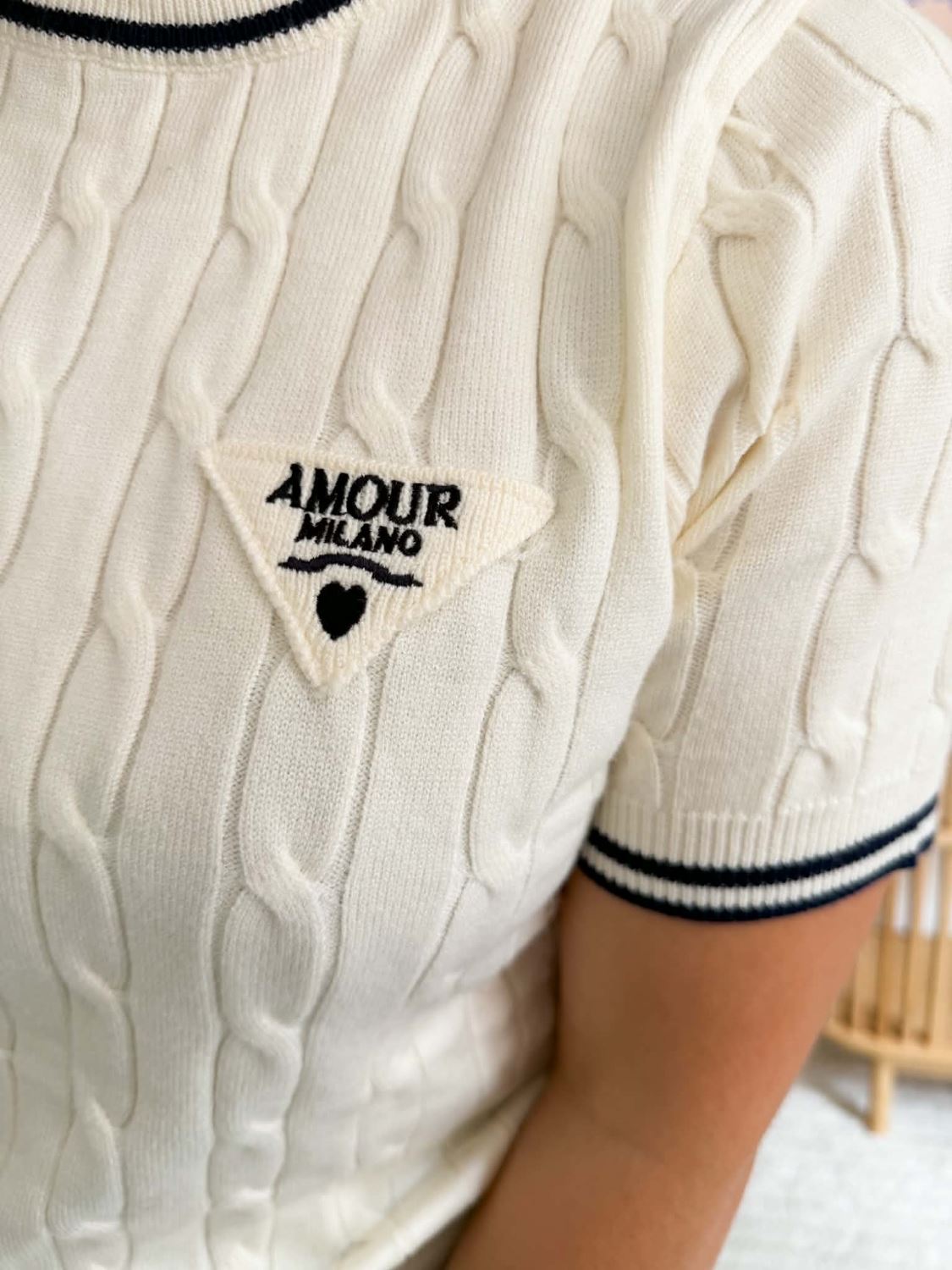 Polo maille amour - Ecru