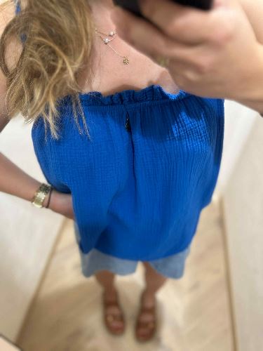 Débardeur froufrou bleu roi
