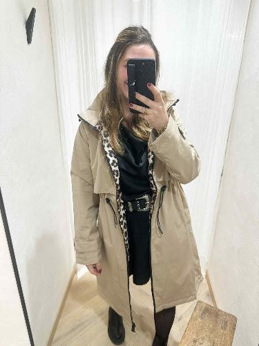 Imperméable beige leopard rembourre