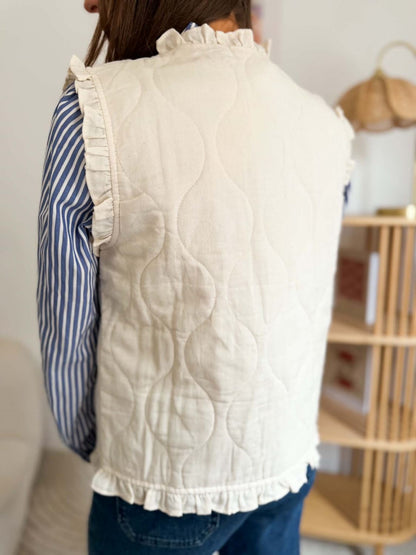 Veste sans manche écrue matelassée