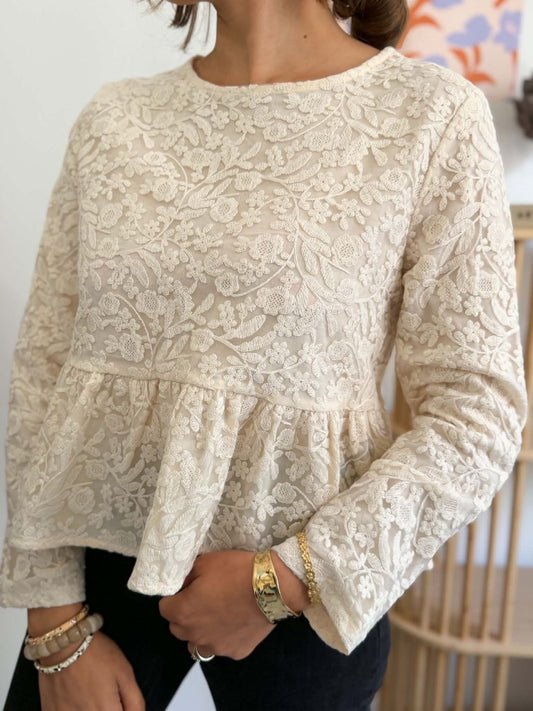 Blouse dentelle peplum