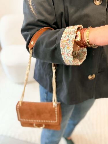 Sac en daim clouté - Marron