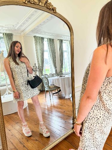 Robe leopard beige en jean