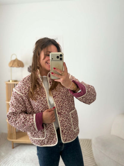 Veste Prune - A fleurs
